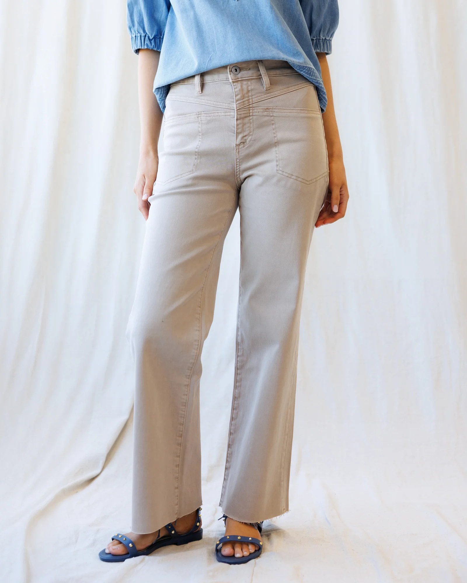 High-Rise Wide Leg Ankle Front Yoke - Image 2