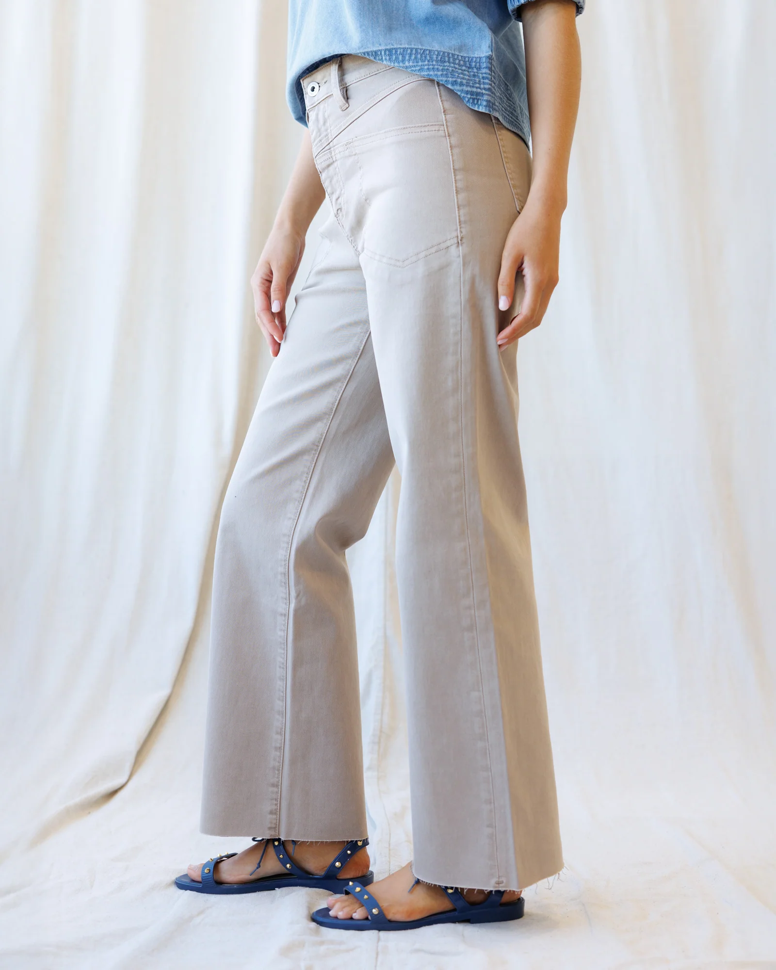 High-Rise Wide Leg Ankle Front Yoke - Image 3