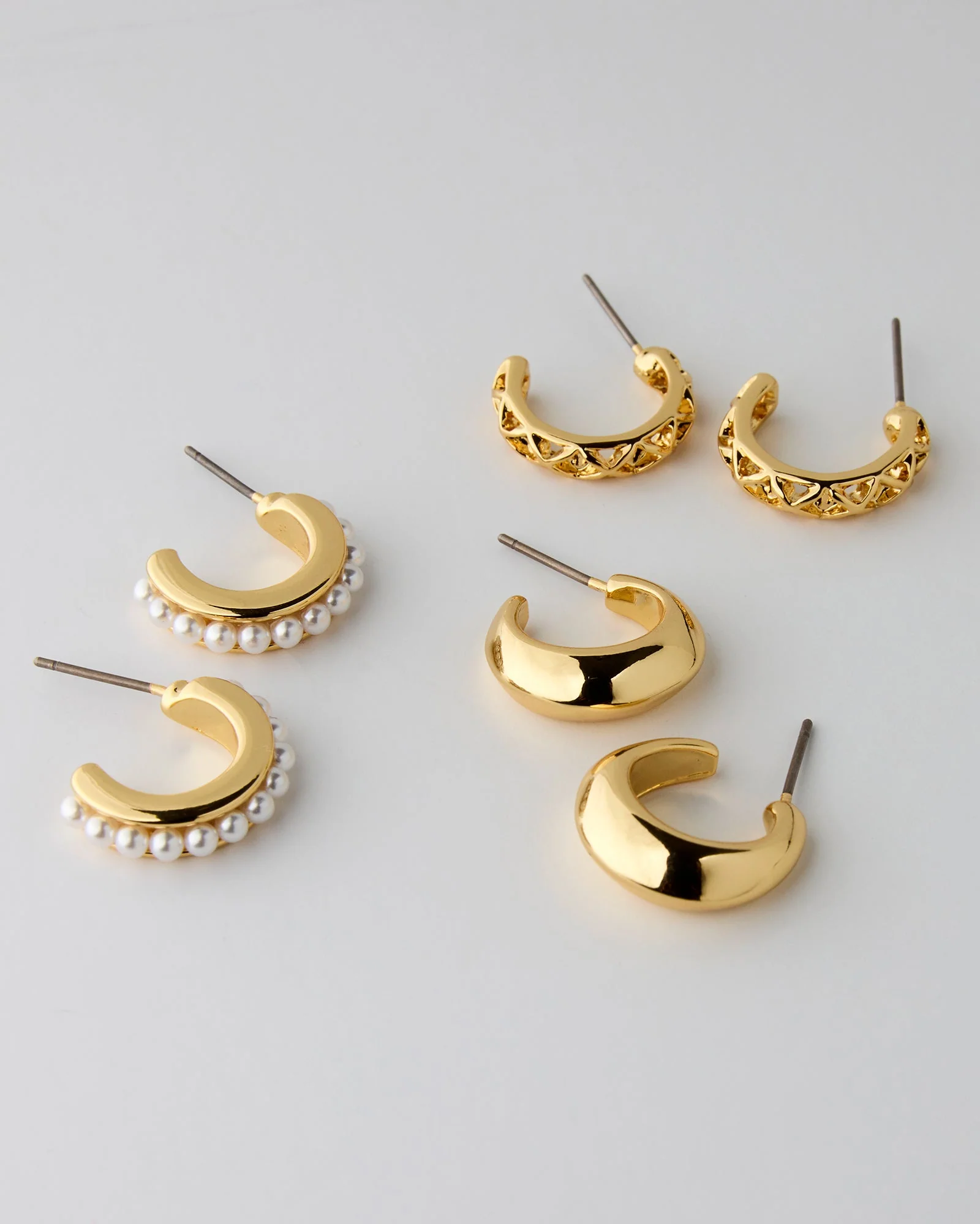 Mini Hoop and Pearl Earring Set - Image 5
