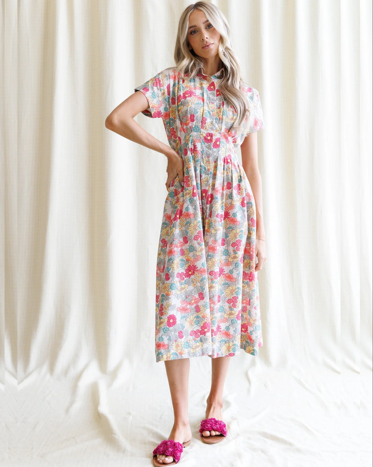 Pleated Shirtdress