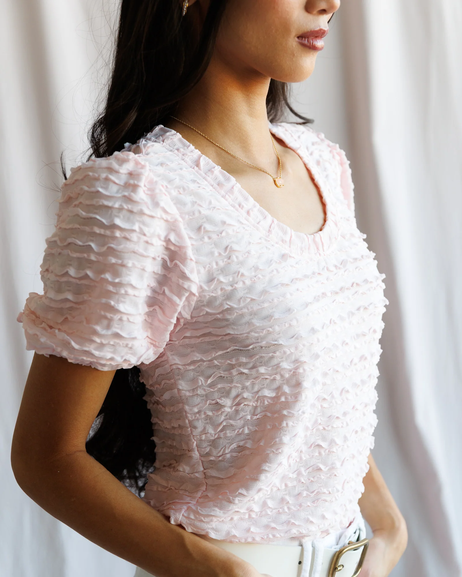 Scoop Neck Scallop Tee - Image 4