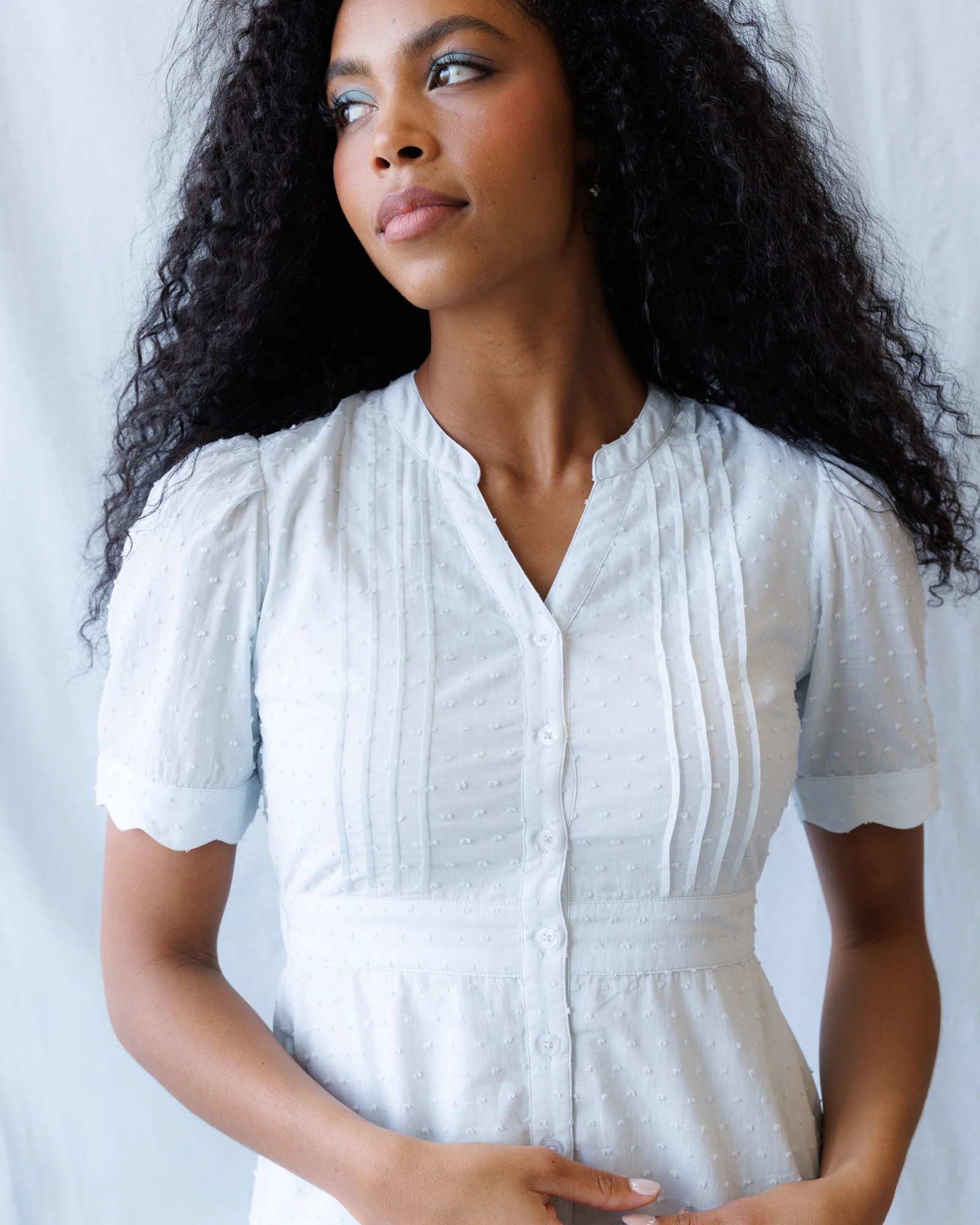 Swiss Dot Scallop Dress - Image 5